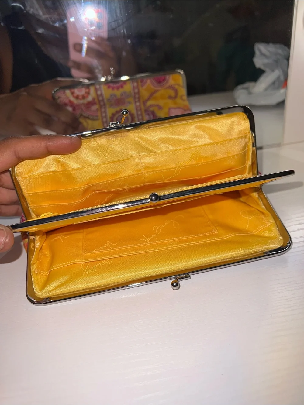 Vera Bradley Floral Frame Clutch - Yellow & Pink